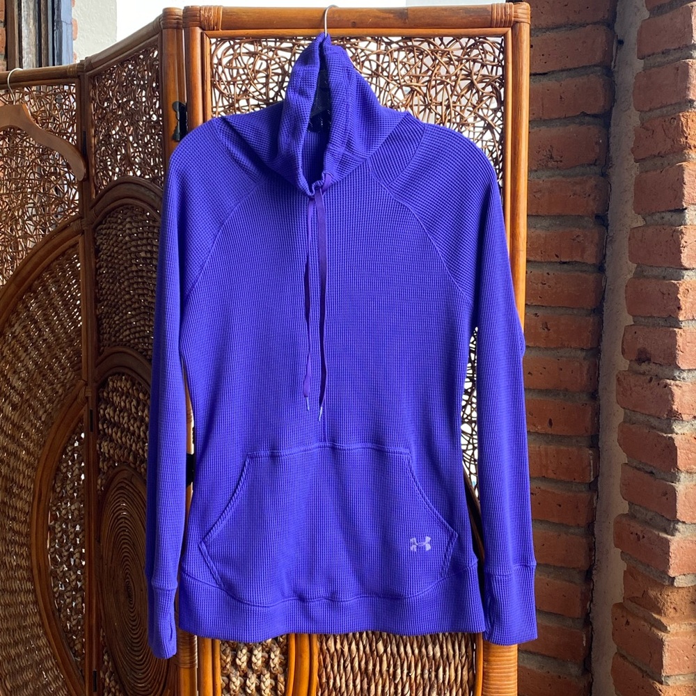 Under Armour Women's Vibrant Purple Turtleneck Sweatshirt Thumb Hole
